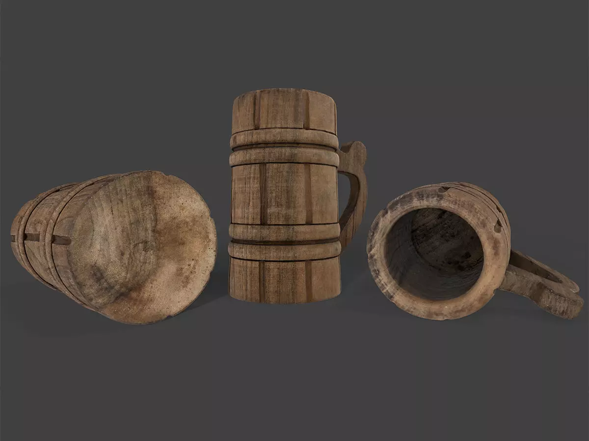 Old Wooden Cup Low-poly 3D model