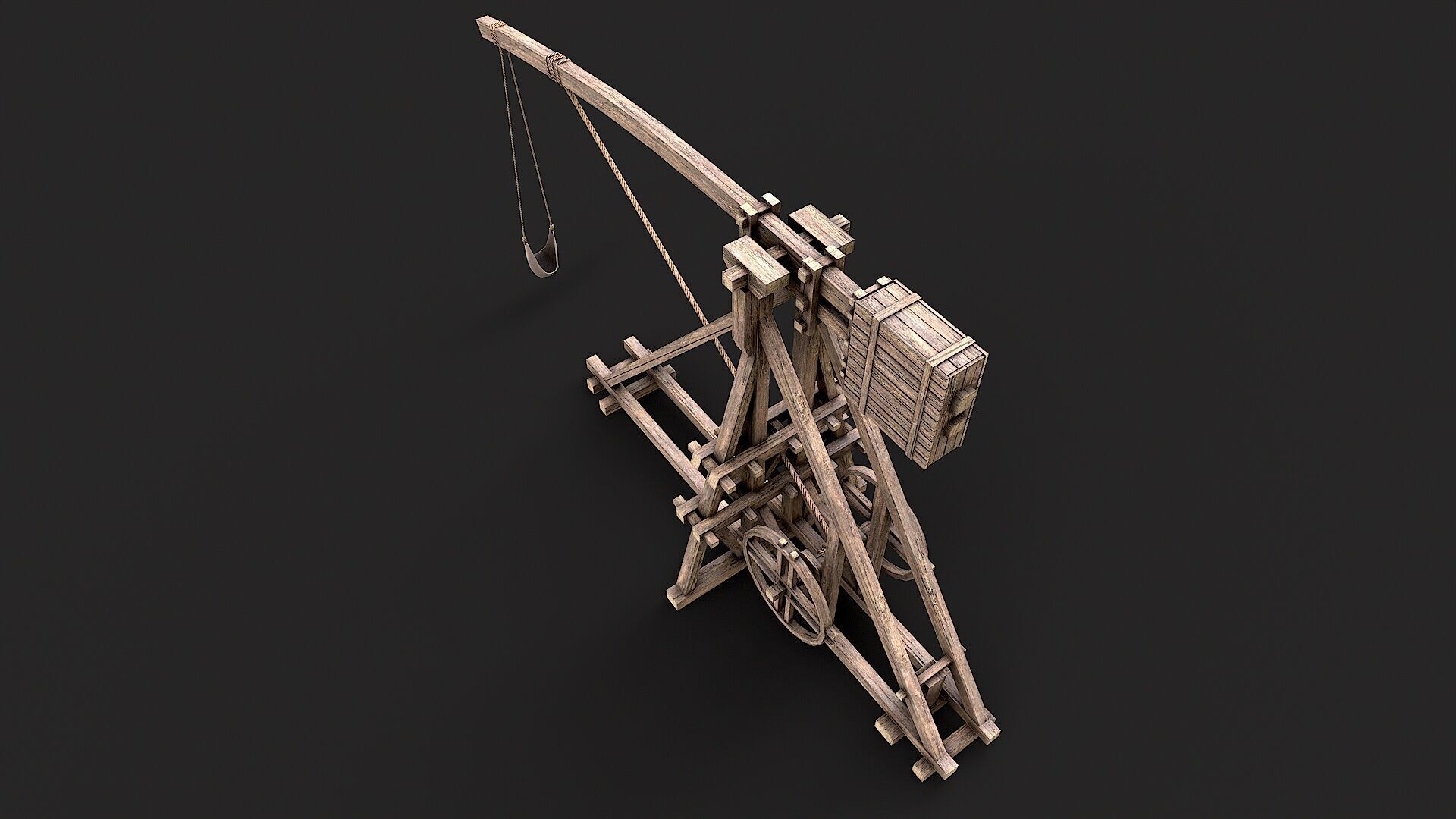 Medieval Siege Trebuchet 2 Low-poly 3D model_6