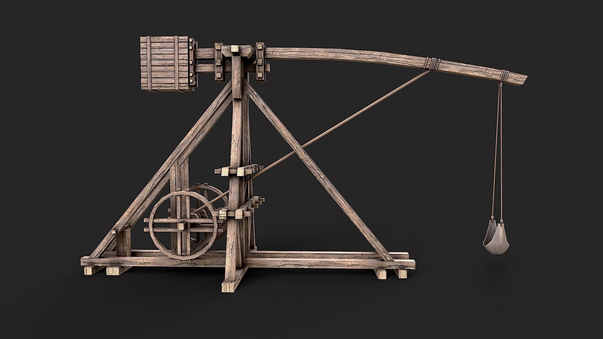 Medieval Siege Trebuchet 2 Low-poly 3D model_4