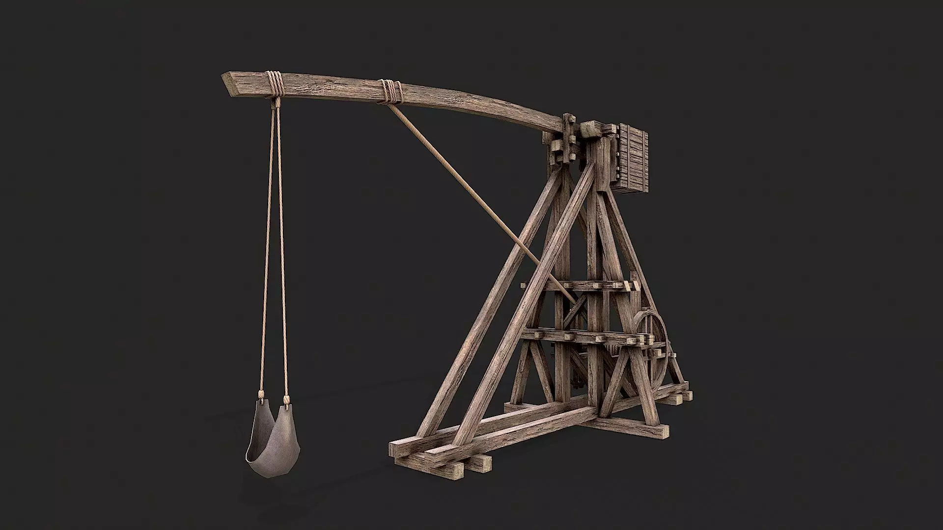 Medieval Siege Trebuchet 2 Low-poly 3D model_0