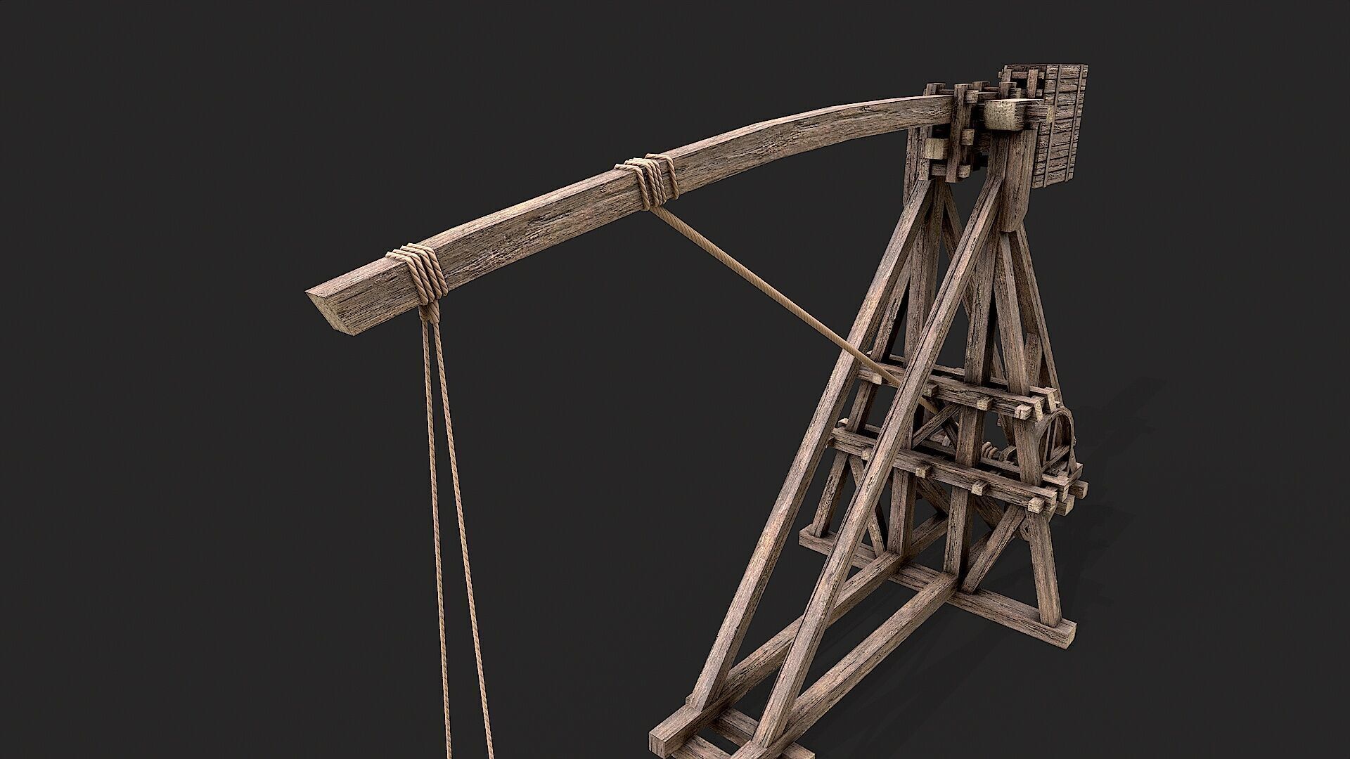 Medieval Siege Trebuchet 2 Low-poly 3D model_2