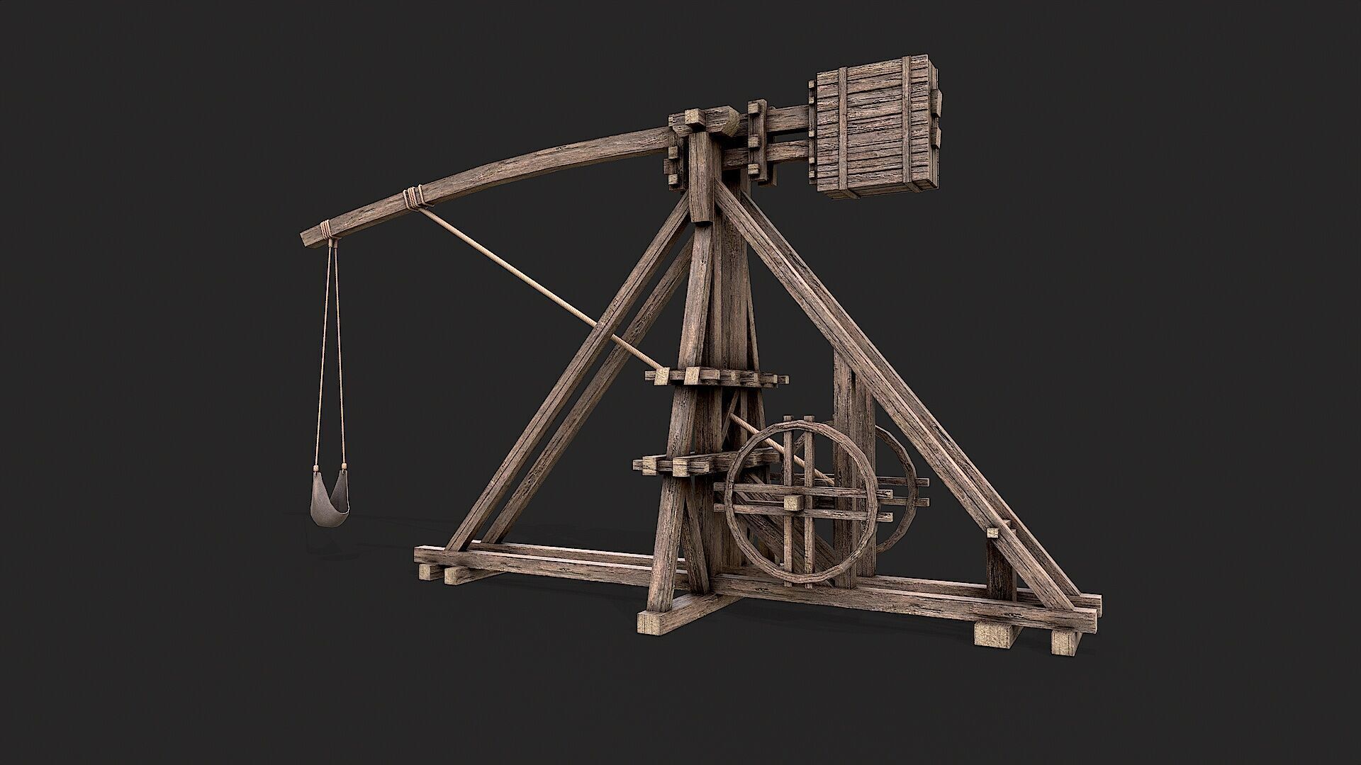 Medieval Siege Trebuchet 2 Low-poly 3D model_1