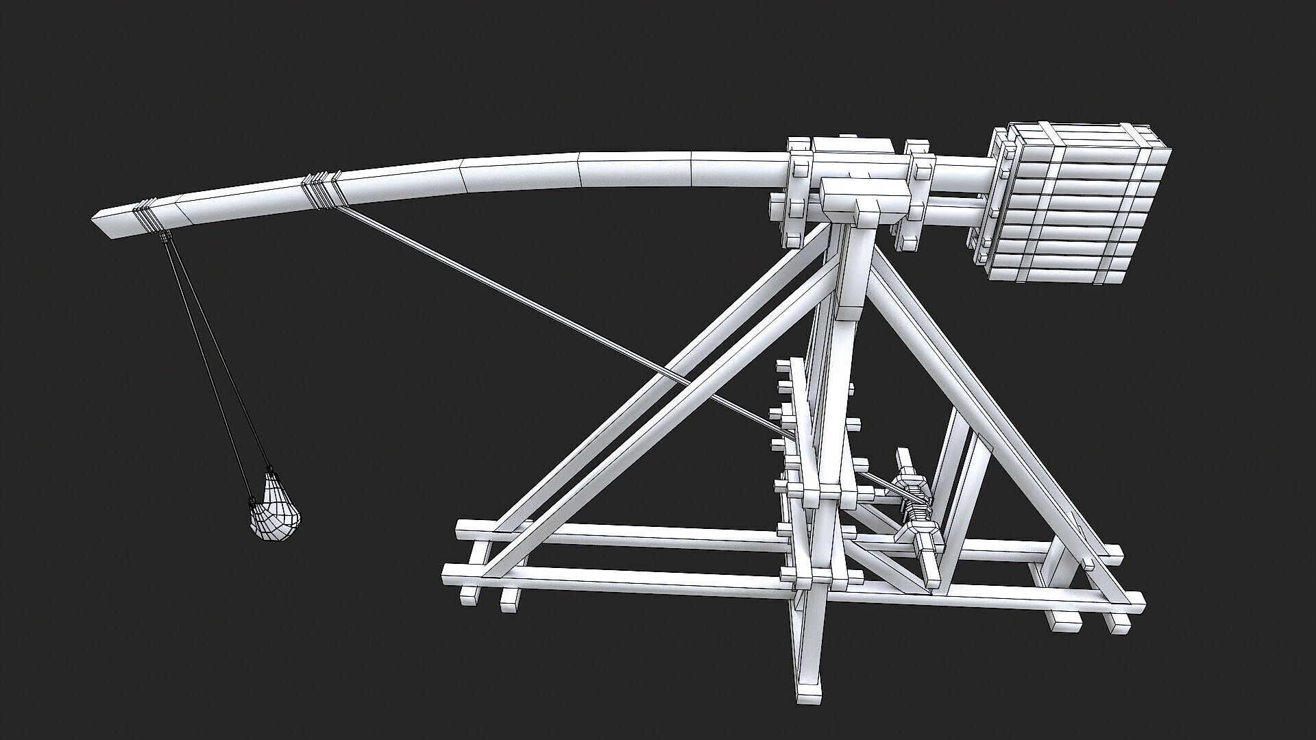 Medieval Siege Trebuchet 2 Low-poly 3D model_7