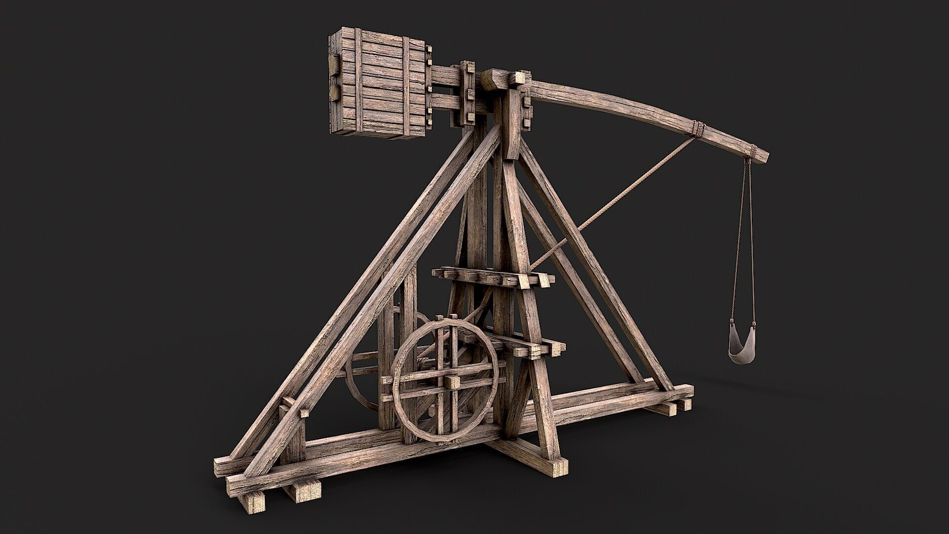 Medieval Siege Trebuchet 2 Low-poly 3D model_5