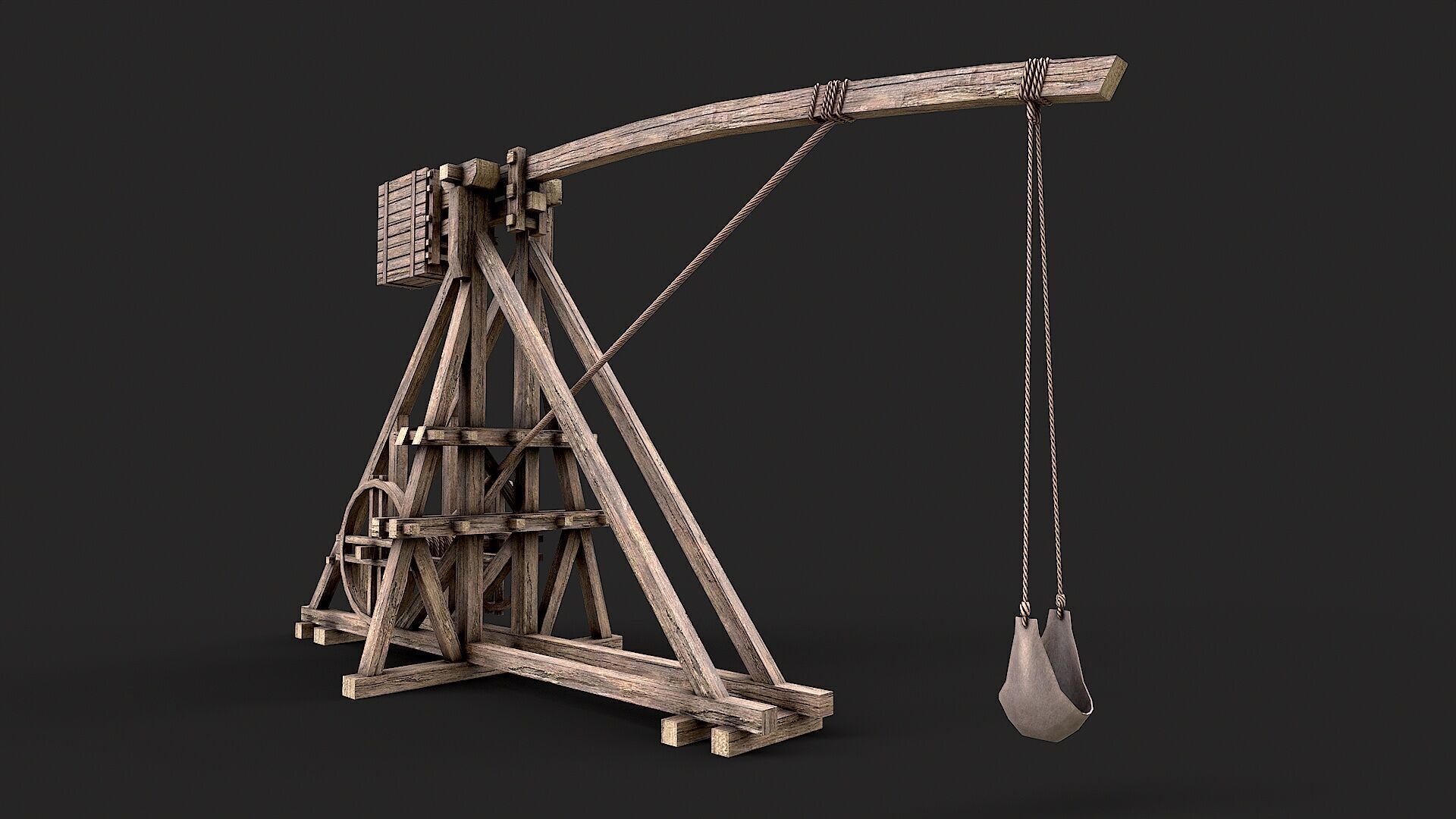 Medieval Siege Trebuchet 2 Low-poly 3D model_3