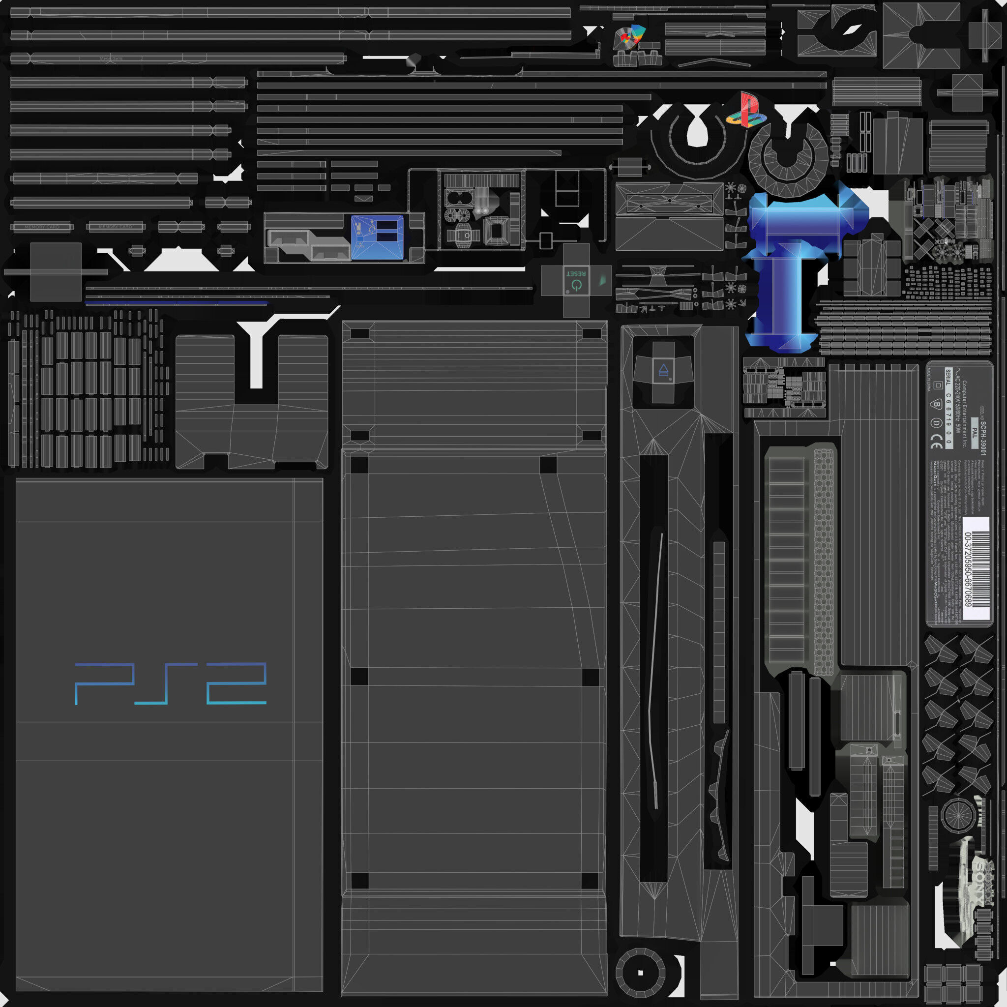 Sony PlayStation 2 FAT Low-poly 3D model_46