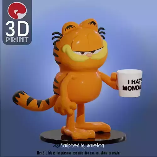 Garfield with I hate mondays cup