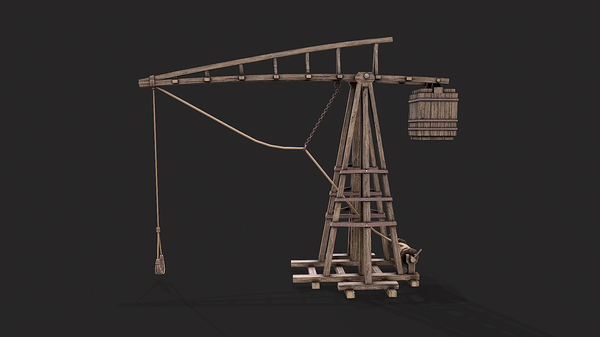 Medieval Siege Trebuchet 3 Low-poly 3D model_3