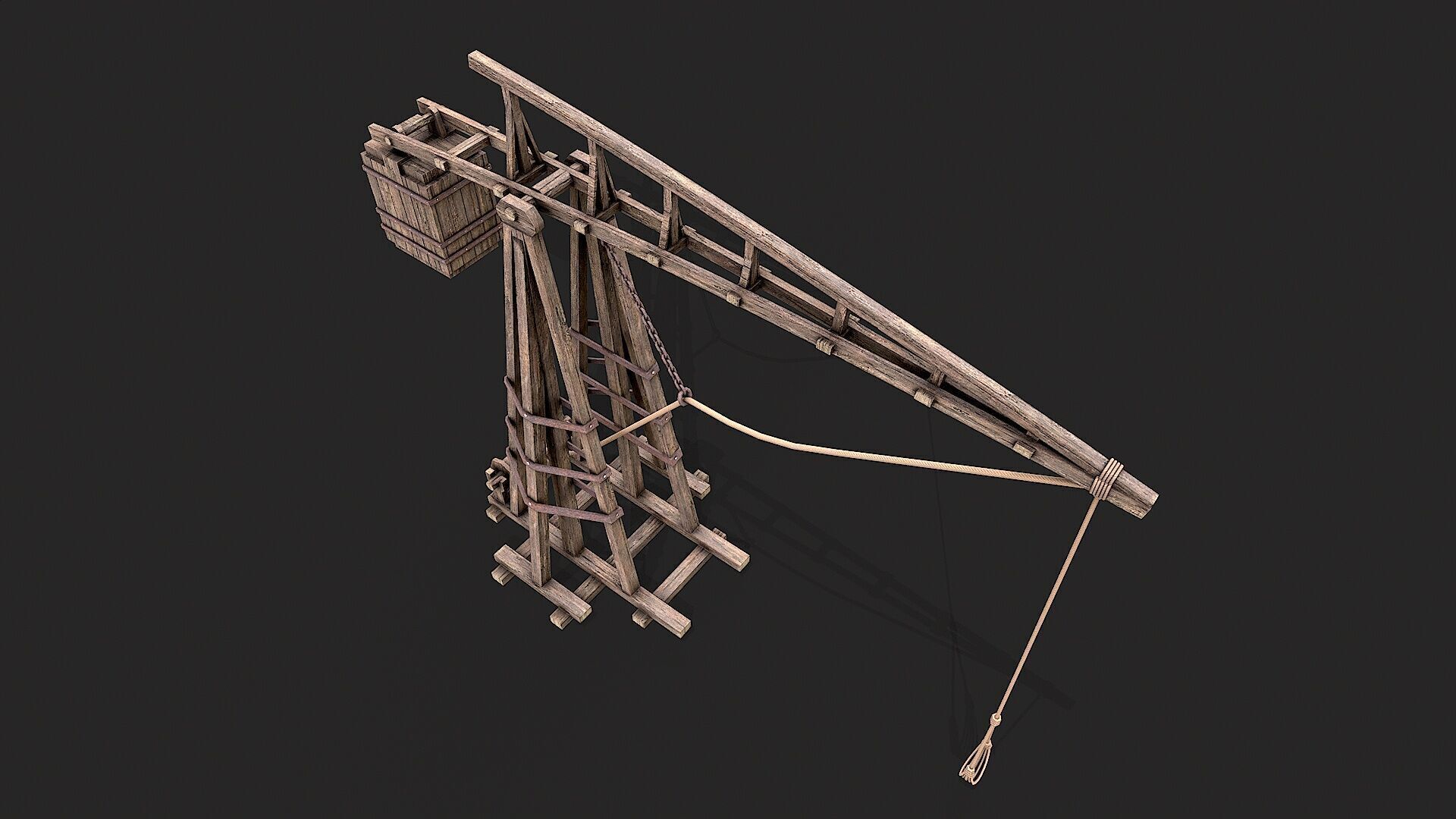 Medieval Siege Trebuchet 3 Low-poly 3D model_4