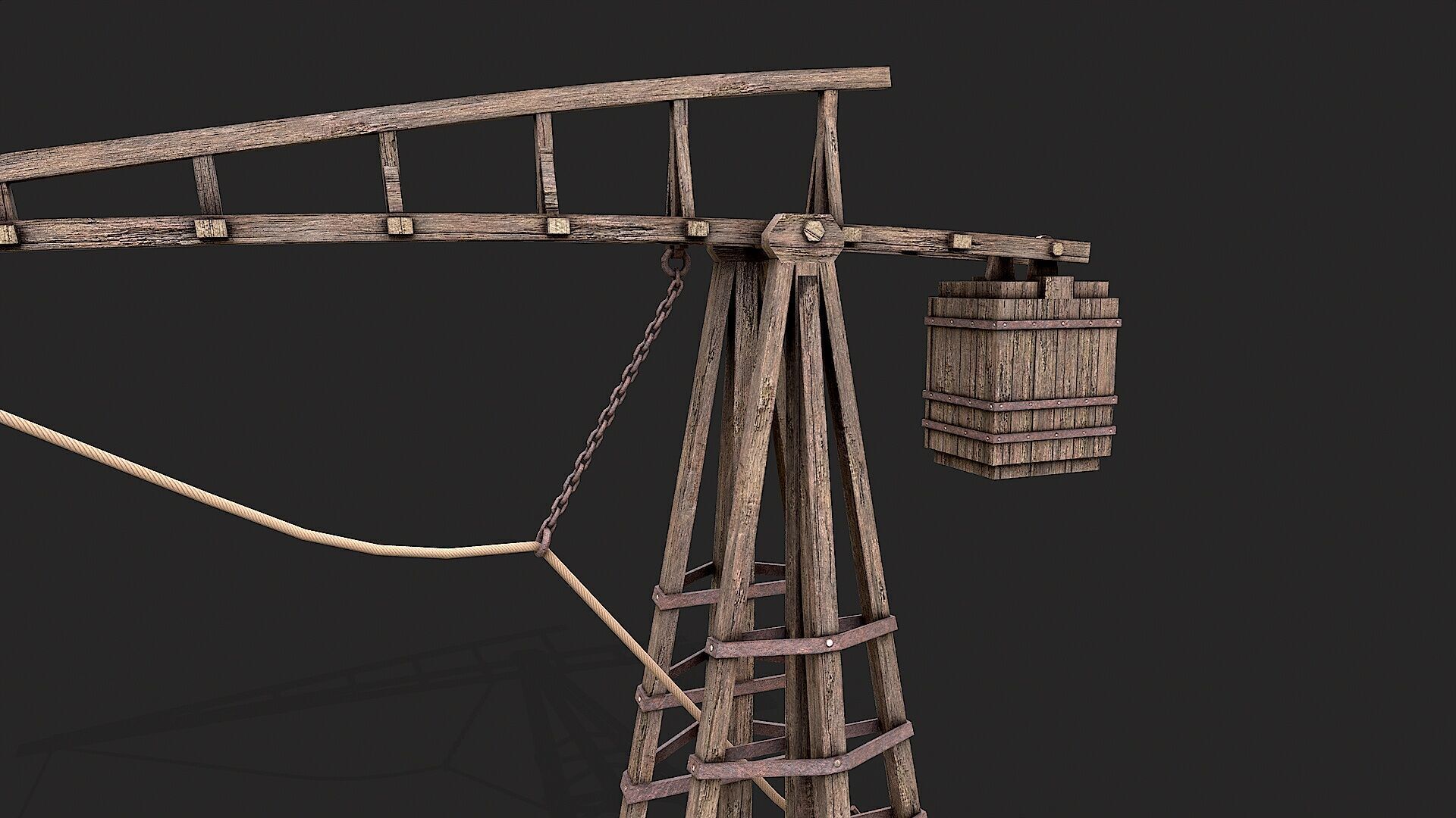 Medieval Siege Trebuchet 3 Low-poly 3D model_1