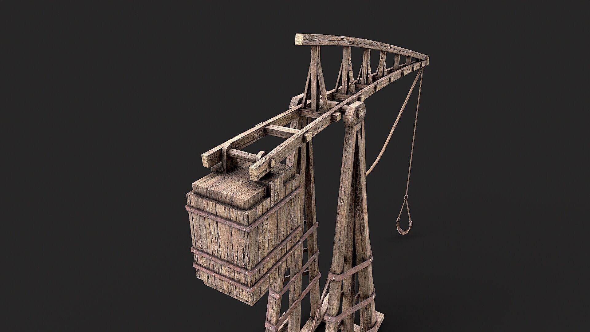 Medieval Siege Trebuchet 3 Low-poly 3D model_5