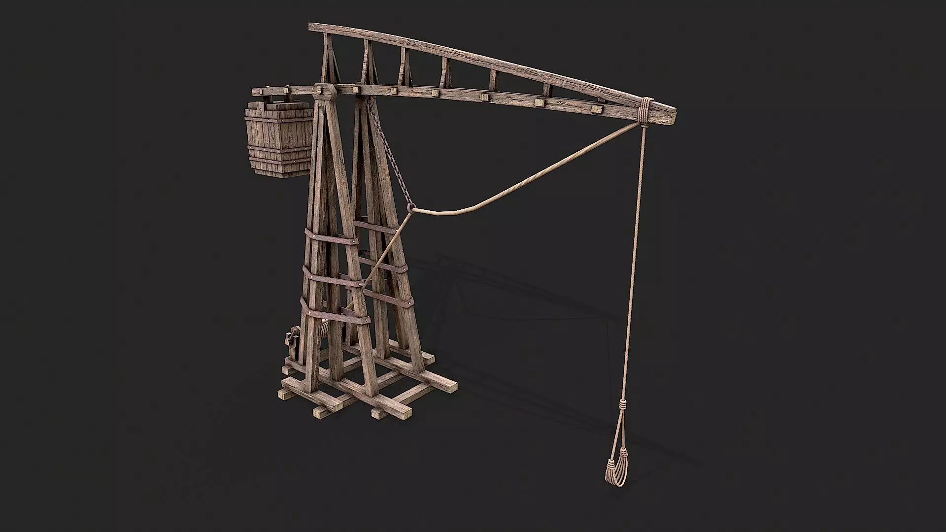 Medieval Siege Trebuchet 3 Low-poly 3D model_0