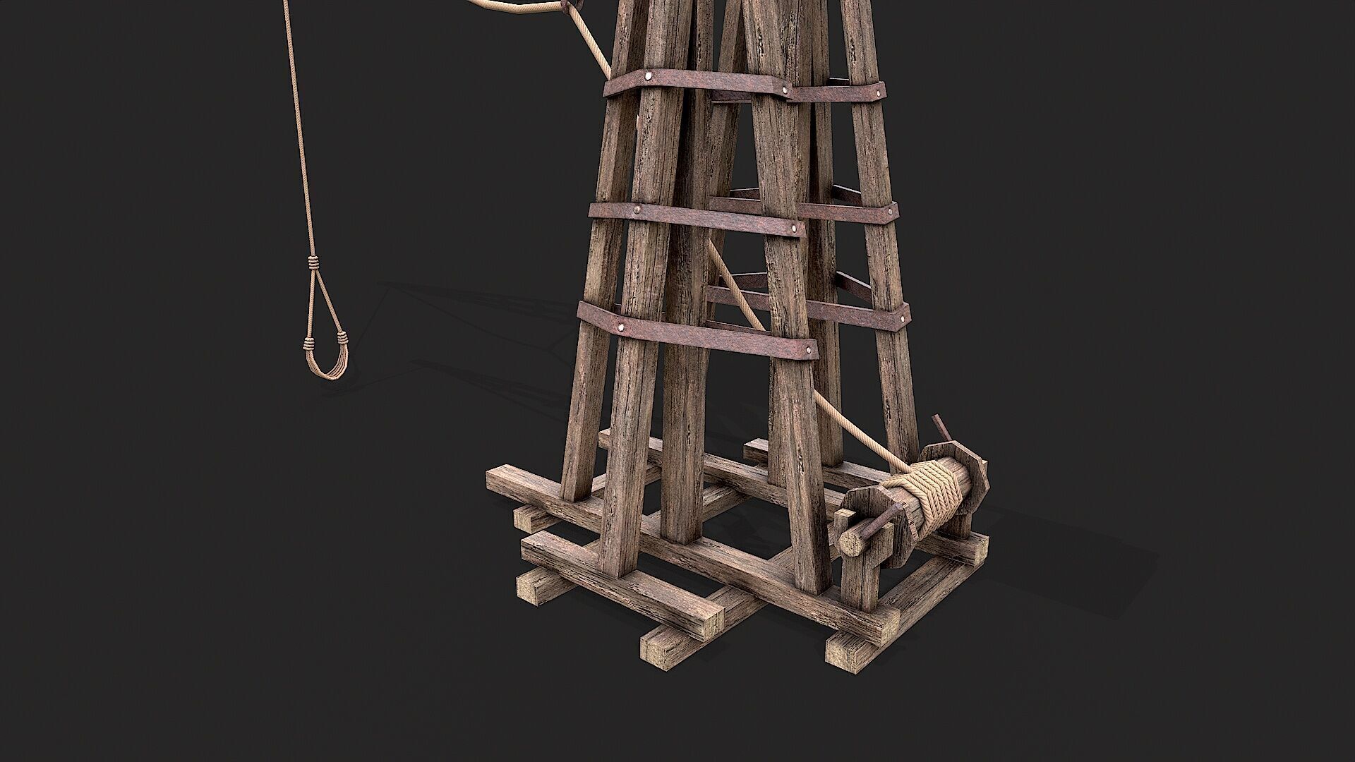 Medieval Siege Trebuchet 3 Low-poly 3D model_2
