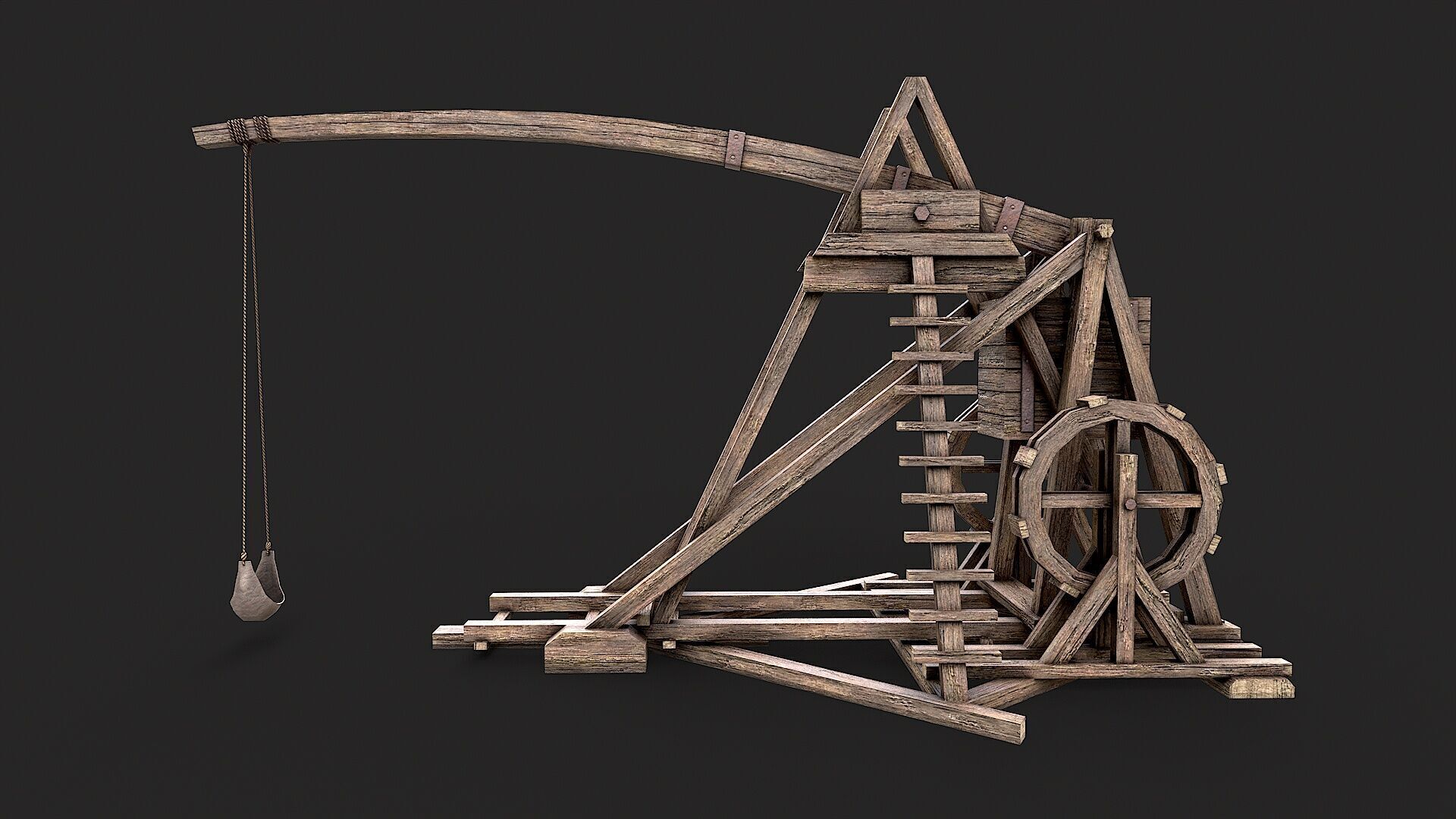 Medieval Siege Trebuchet 4 Low-poly 3D model_2