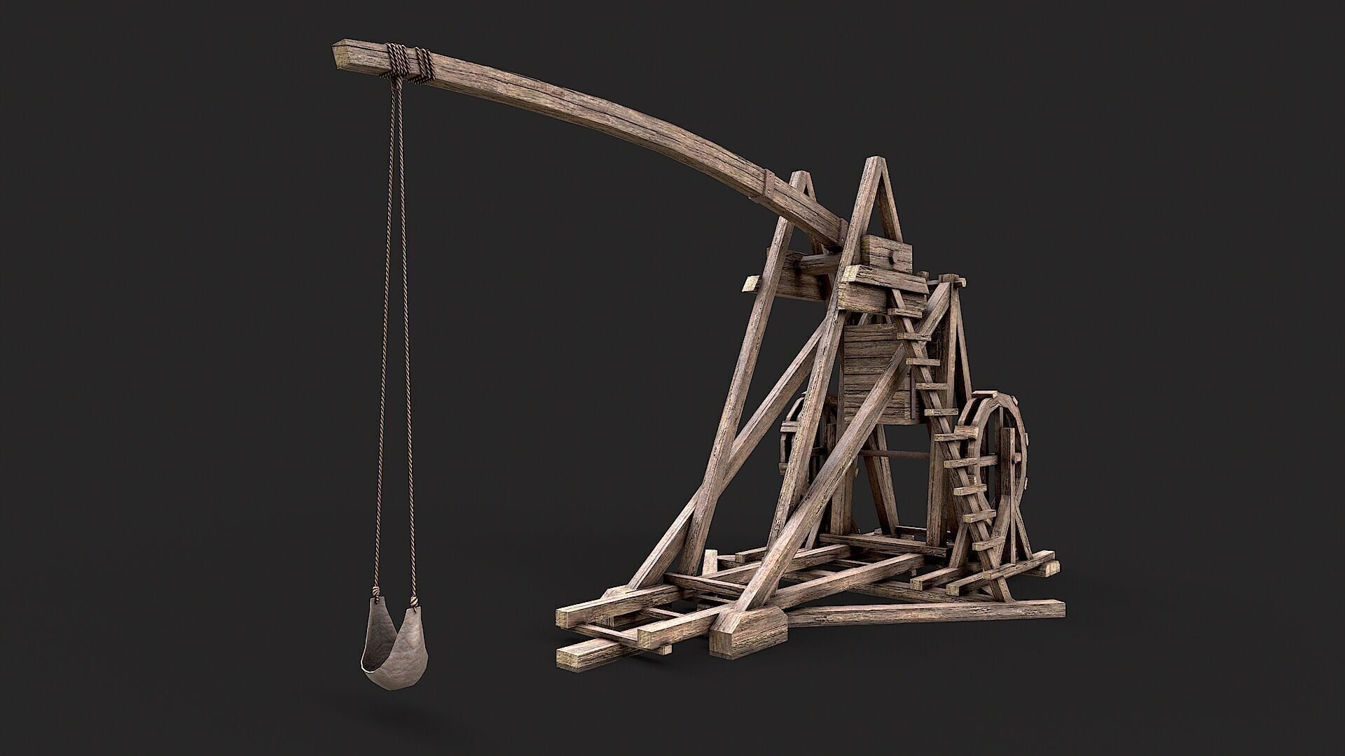 Medieval Siege Trebuchet 4 Low-poly 3D model_1