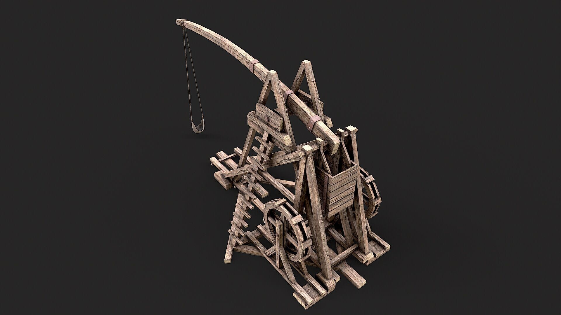 Medieval Siege Trebuchet 4 Low-poly 3D model_3
