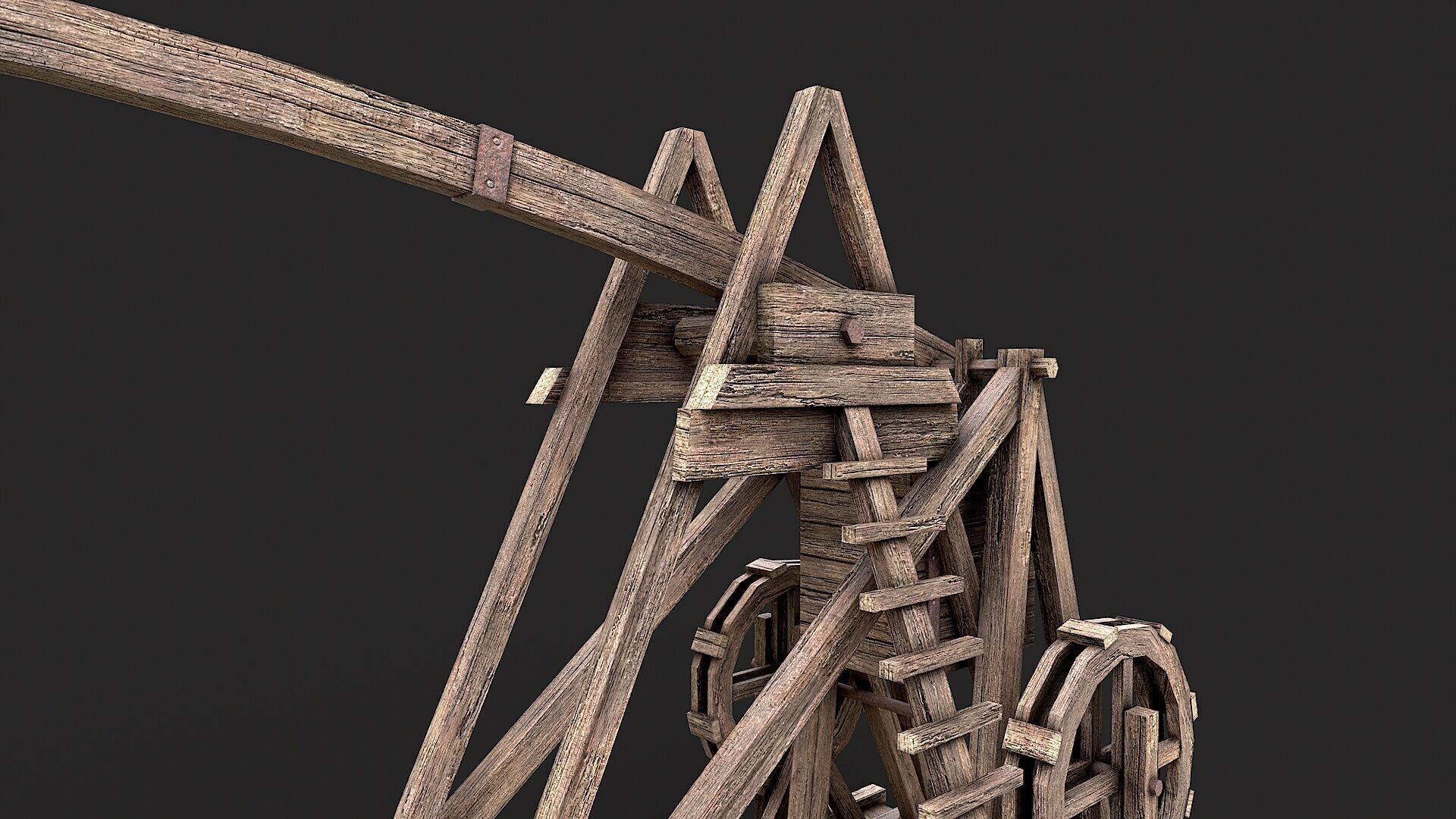Medieval Siege Trebuchet 4 Low-poly 3D model_4