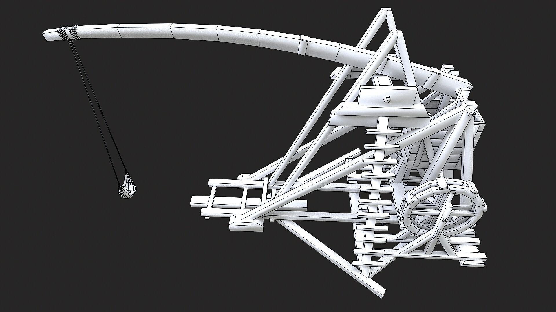 Medieval Siege Trebuchet 4 Low-poly 3D model_5