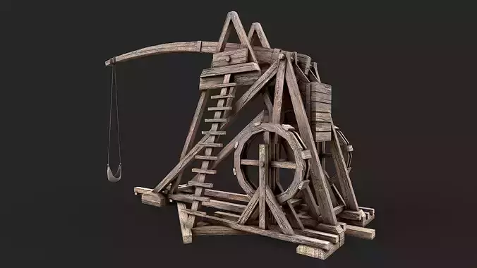 Medieval Siege Trebuchet 4 Low-poly 3D model
