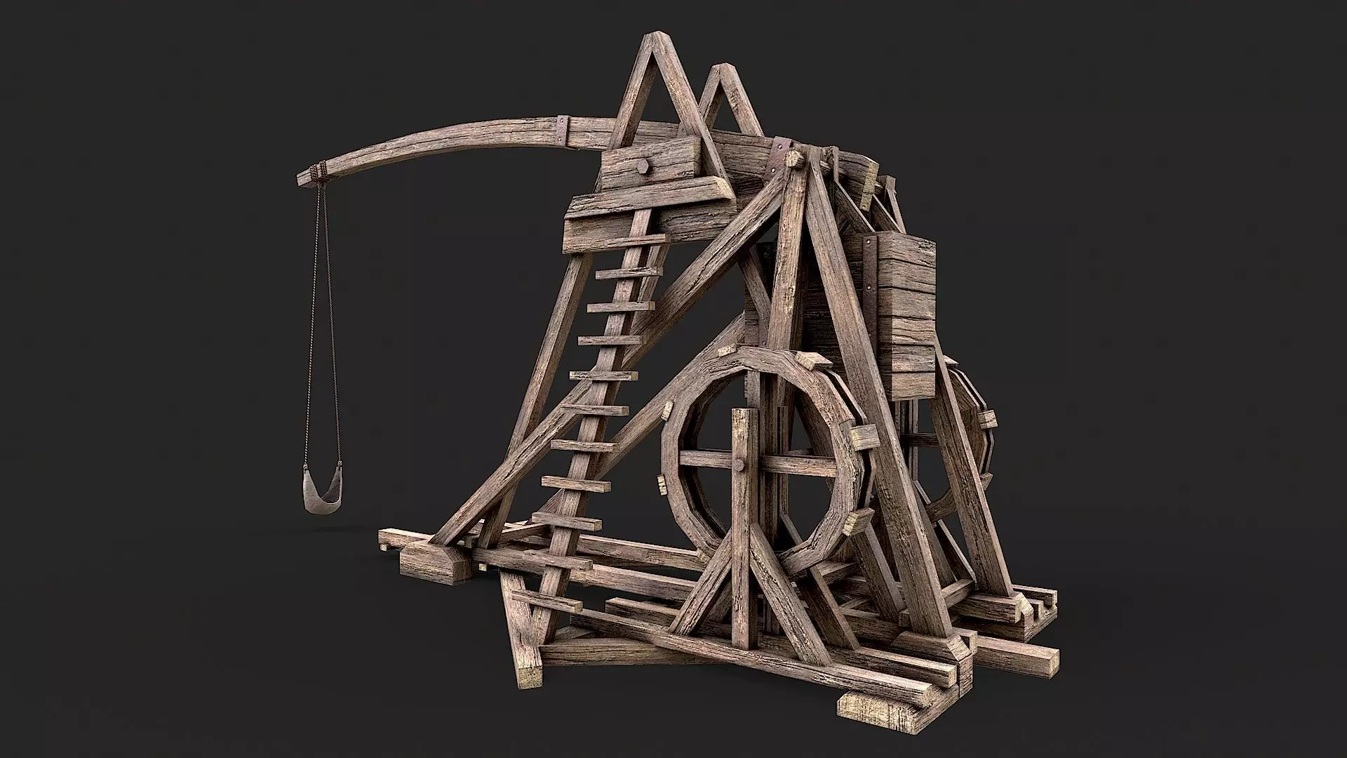 Medieval Siege Trebuchet 4 Low-poly 3D model_0