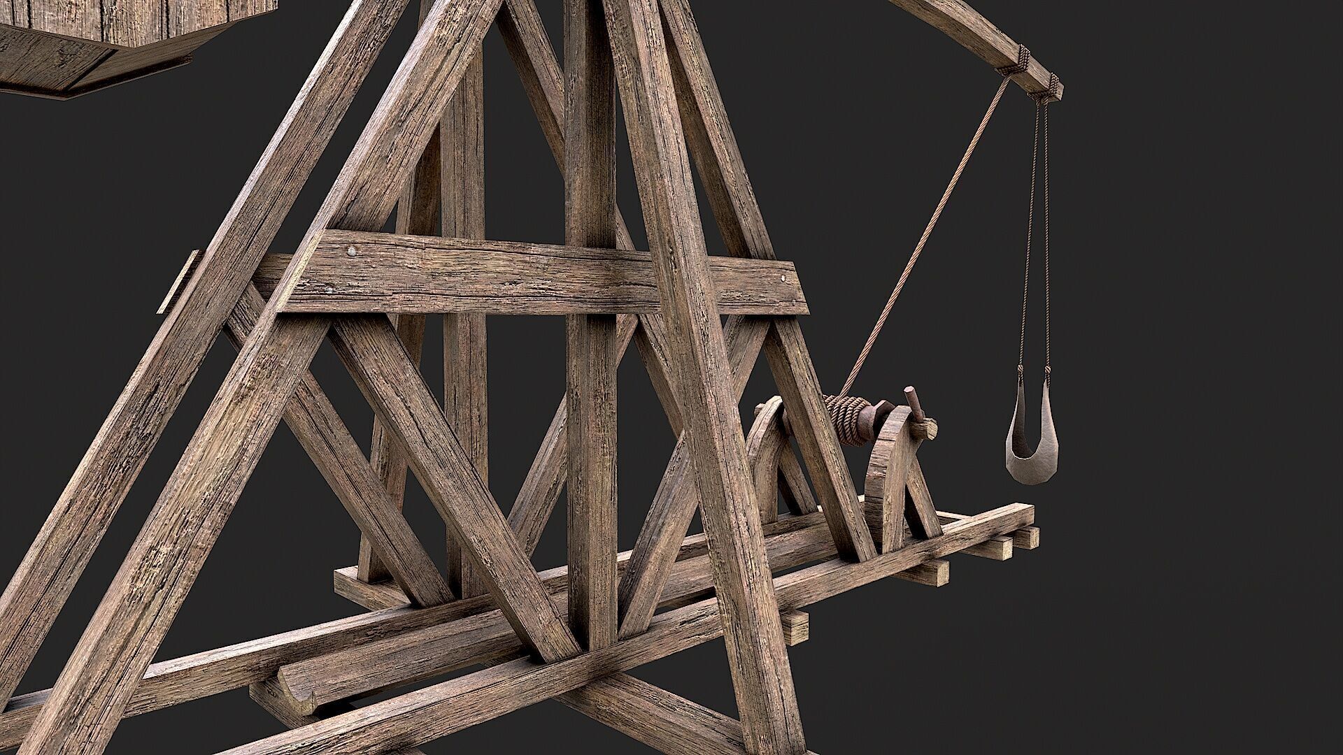 Medieval Siege Trebuchet 5 Low-poly 3D model_4