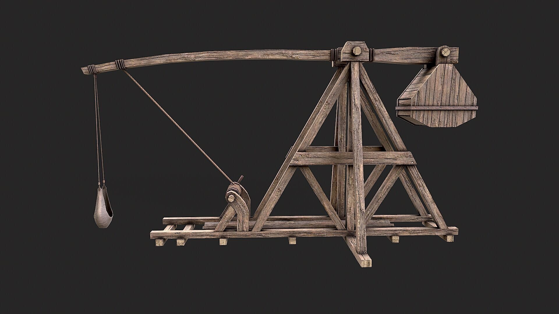 Medieval Siege Trebuchet 5 Low-poly 3D model_1