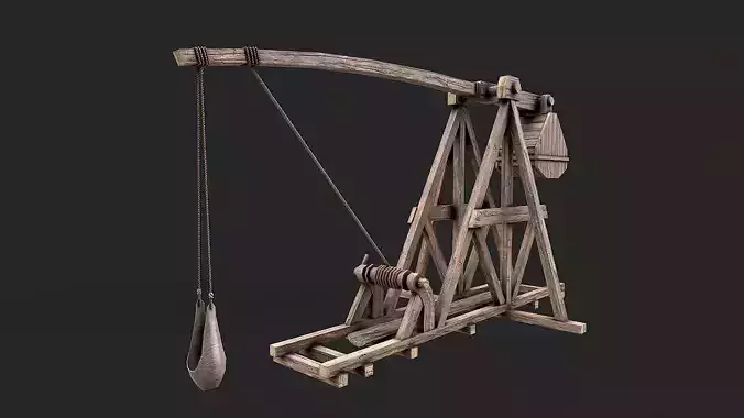 Medieval Siege Trebuchet 5 Low-poly 3D model
