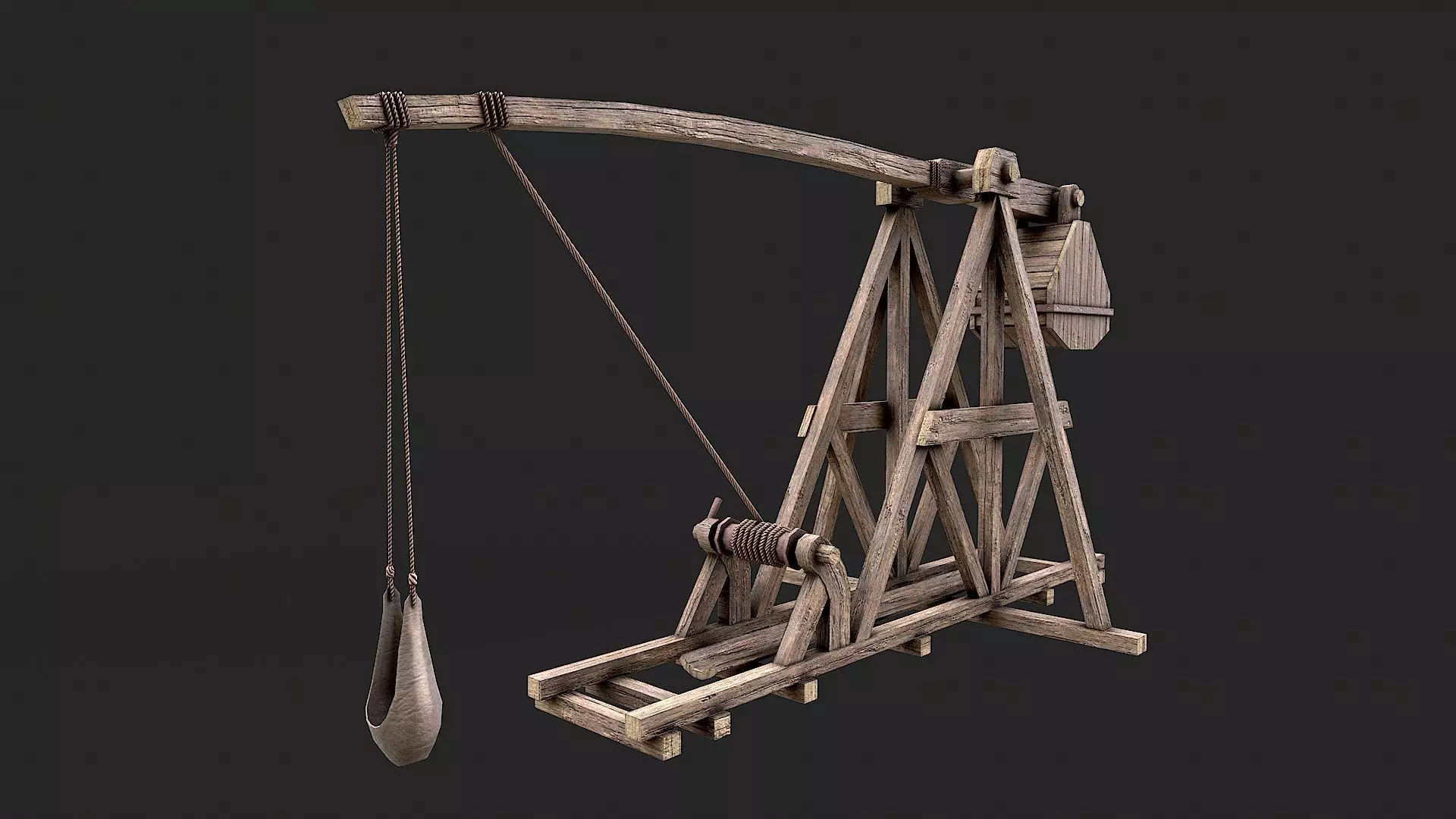 Medieval Siege Trebuchet 5 Low-poly 3D model_0