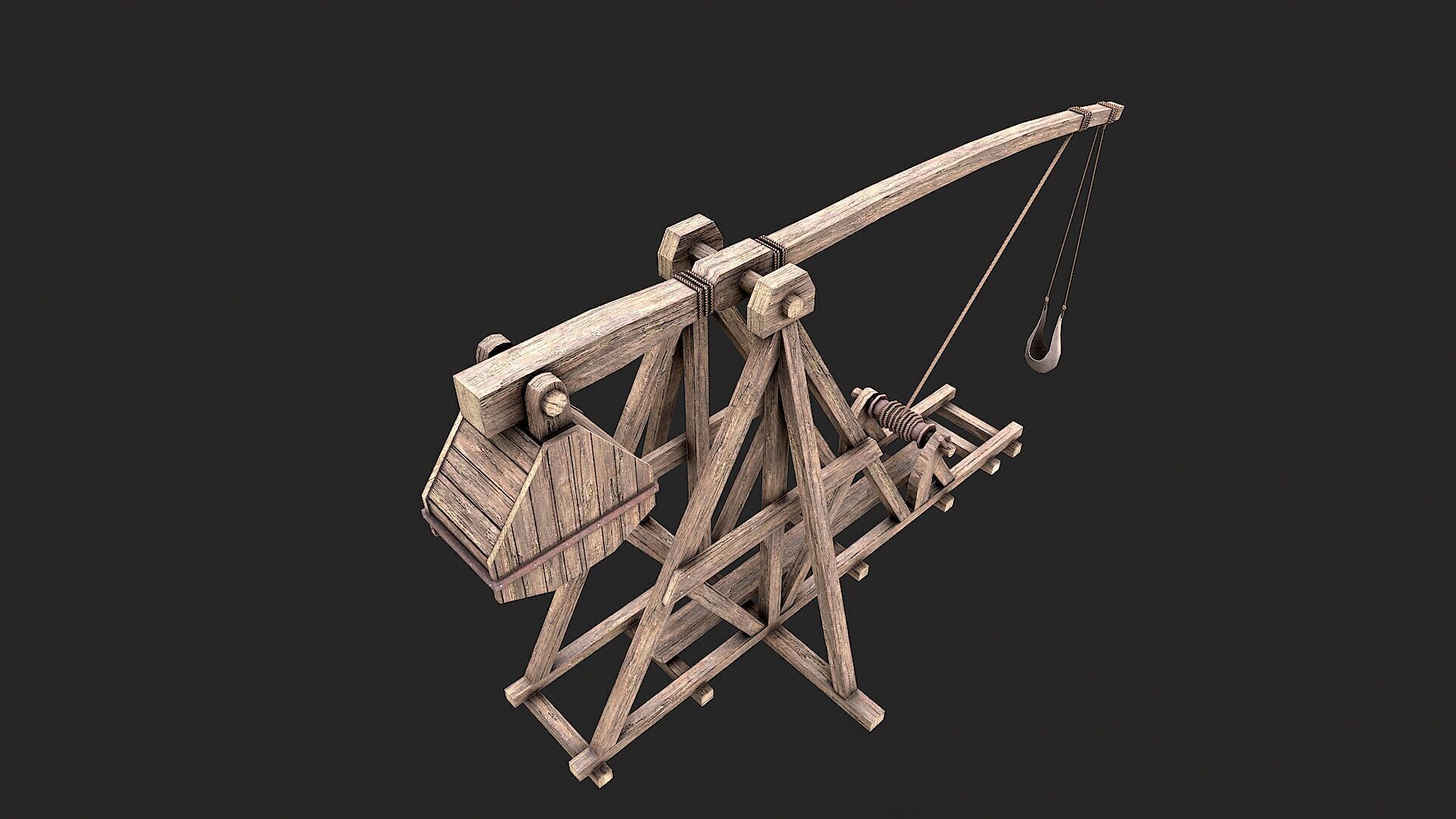 Medieval Siege Trebuchet 5 Low-poly 3D model_3