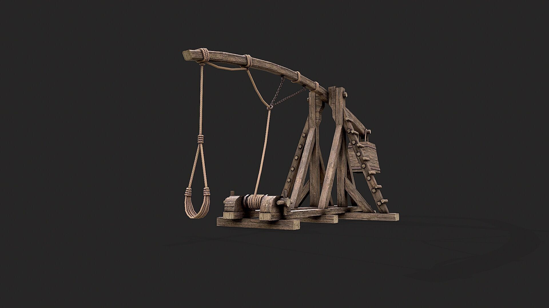 Medieval Siege Trebuchet 6 Low-poly 3D model_5