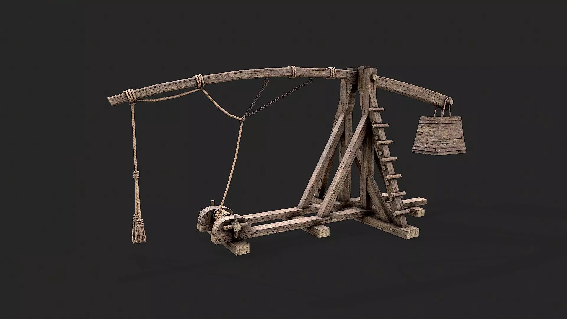 Medieval Siege Trebuchet 6 Low-poly 3D model_0