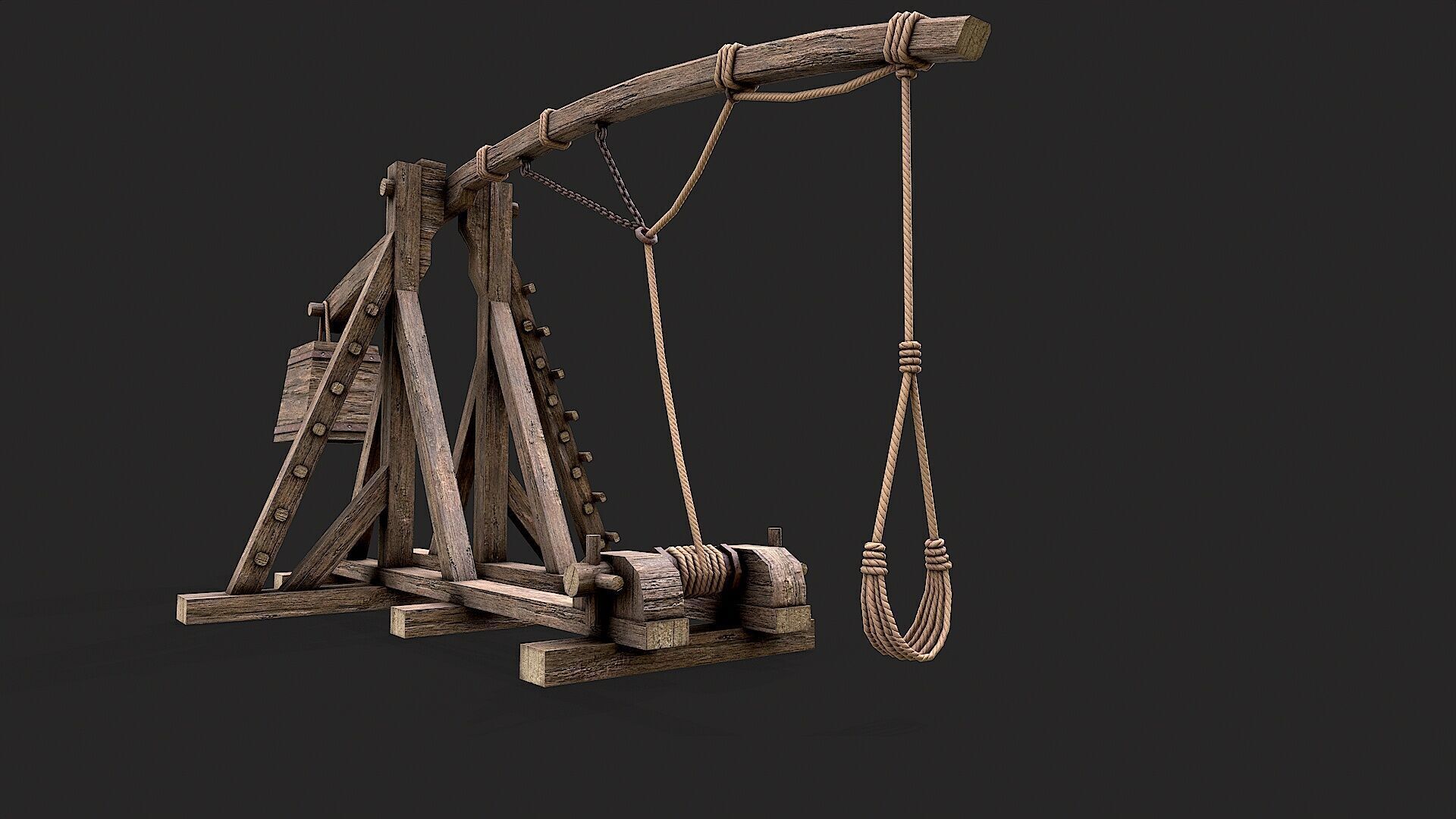 Medieval Siege Trebuchet 6 Low-poly 3D model_4