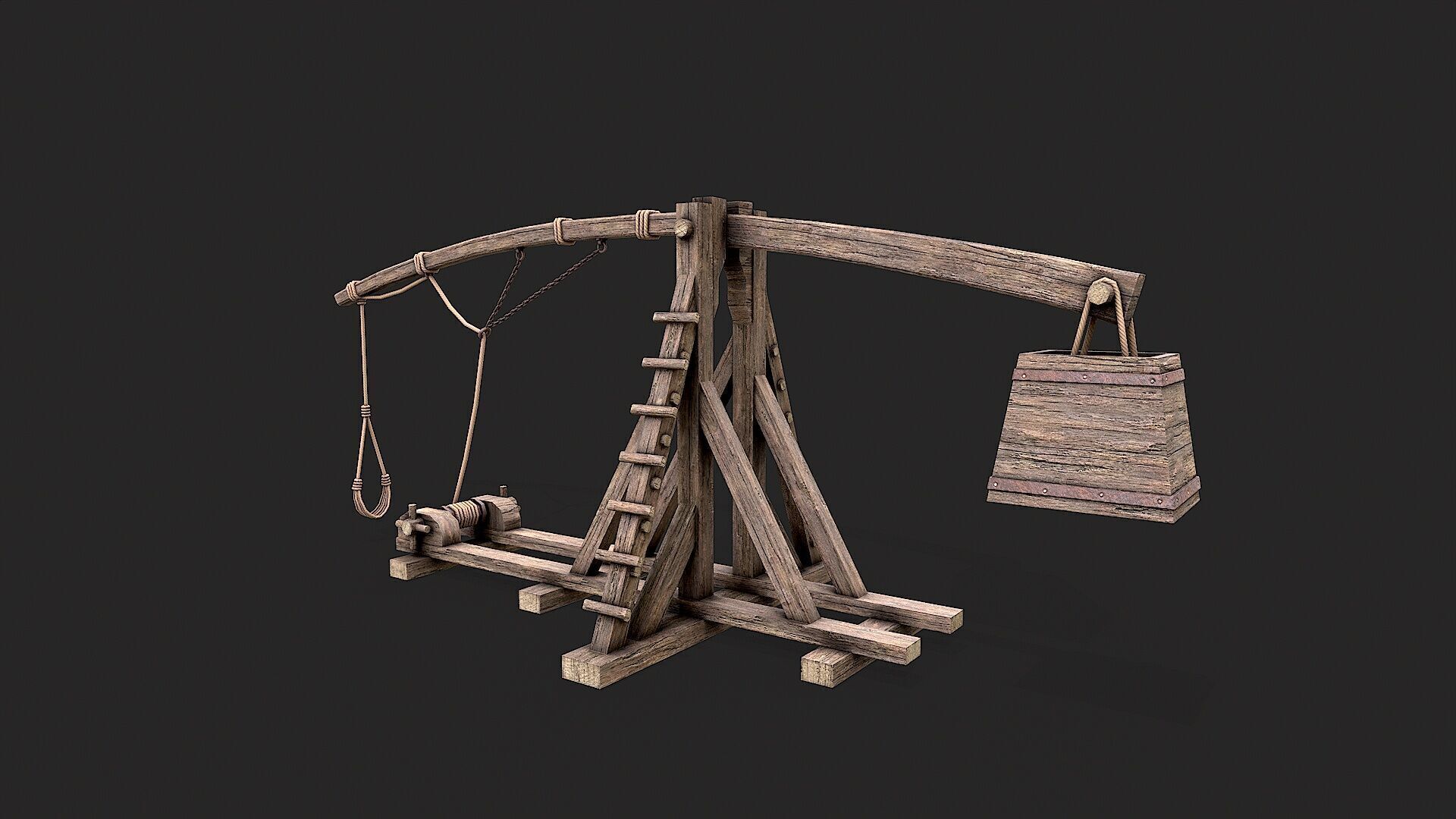 Medieval Siege Trebuchet 6 Low-poly 3D model_2