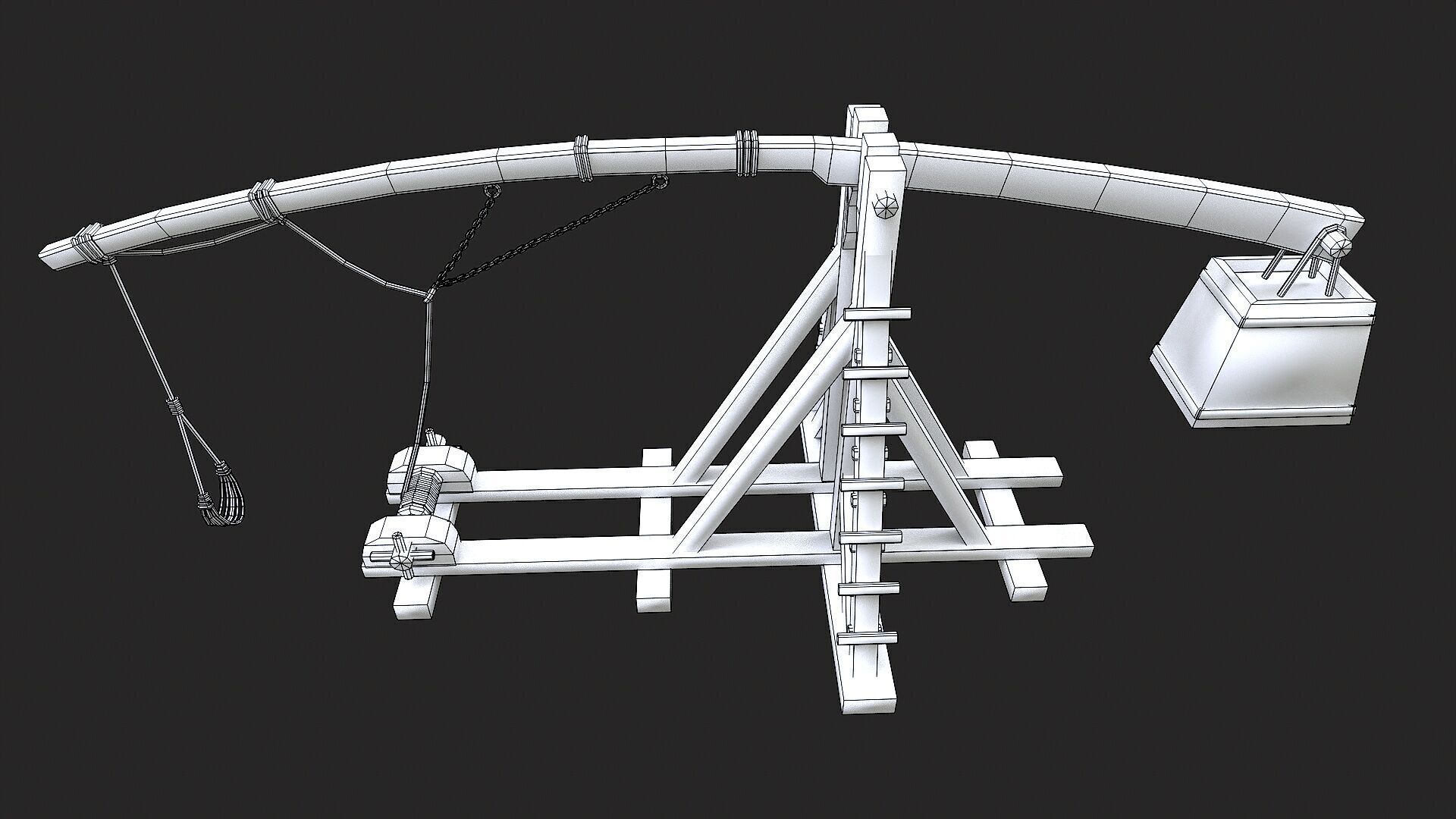 Medieval Siege Trebuchet 6 Low-poly 3D model_6