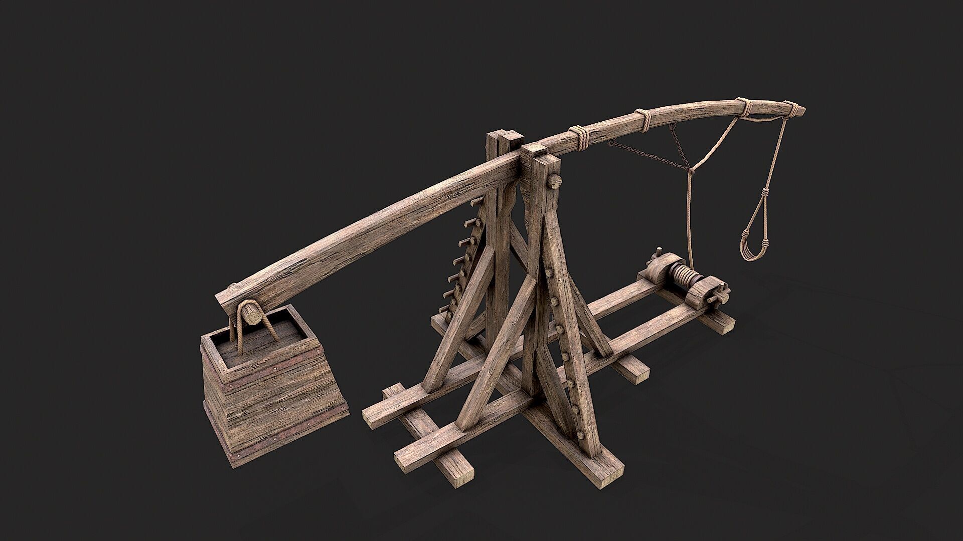 Medieval Siege Trebuchet 6 Low-poly 3D model_3