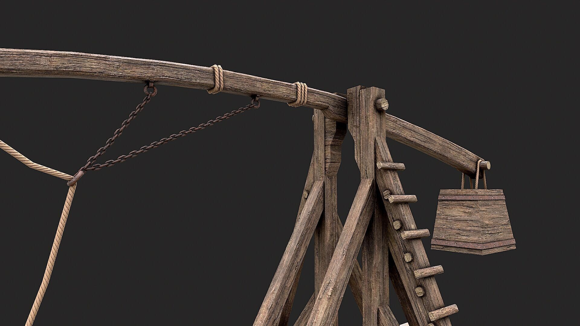 Medieval Siege Trebuchet 6 Low-poly 3D model_1