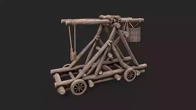 Medieval Siege Catapult 1  Low-poly 3D model