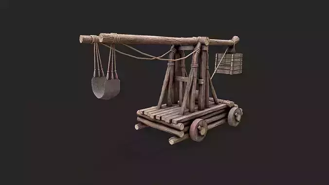 Medieval Siege Catapult 2 Low-poly 3D model