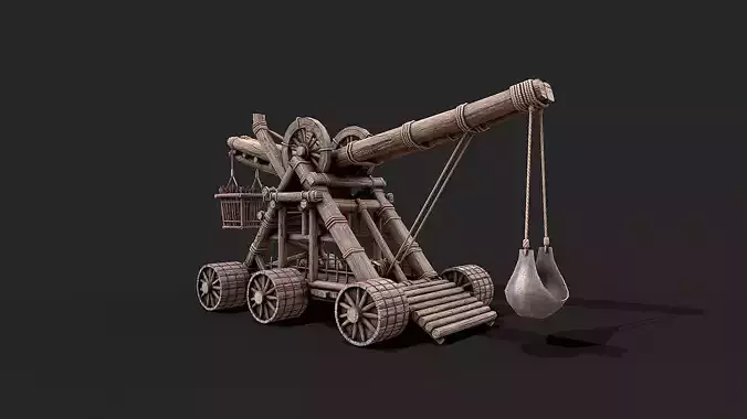 Medieval Siege Catapult Trebuchet  Low-poly 3D model