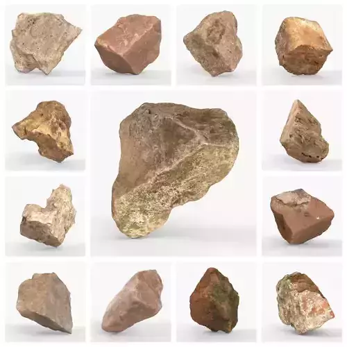Photorealistic 3D scan of 22 different rock stones 3D Model Collection
