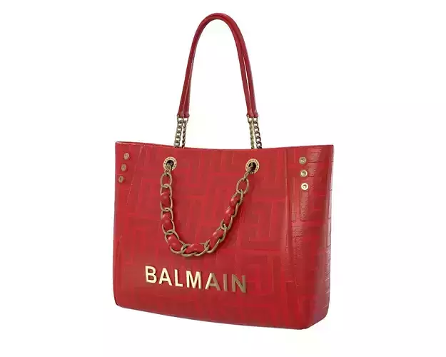 Balmain 1945 Soft Jacquard Tote Bag Red