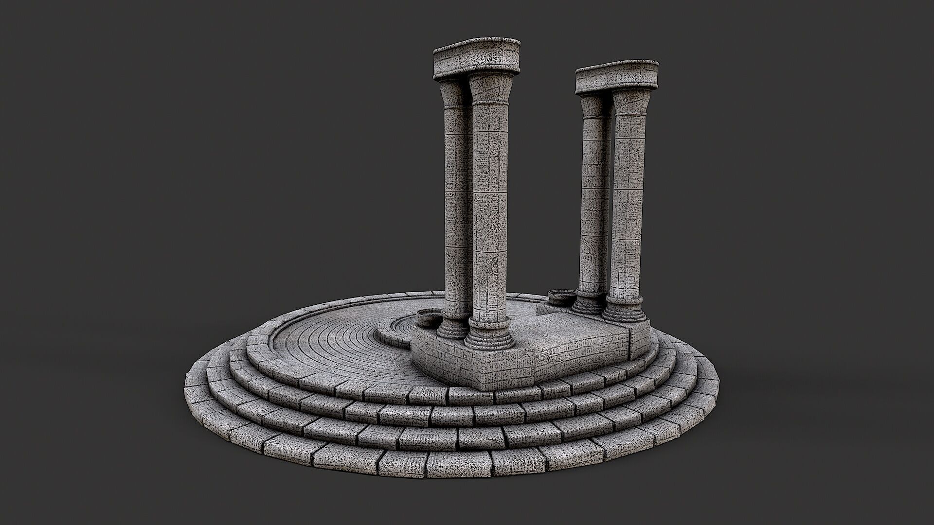 Ancient Circular Stone Platform Altar 2 Low-poly 3D model_4