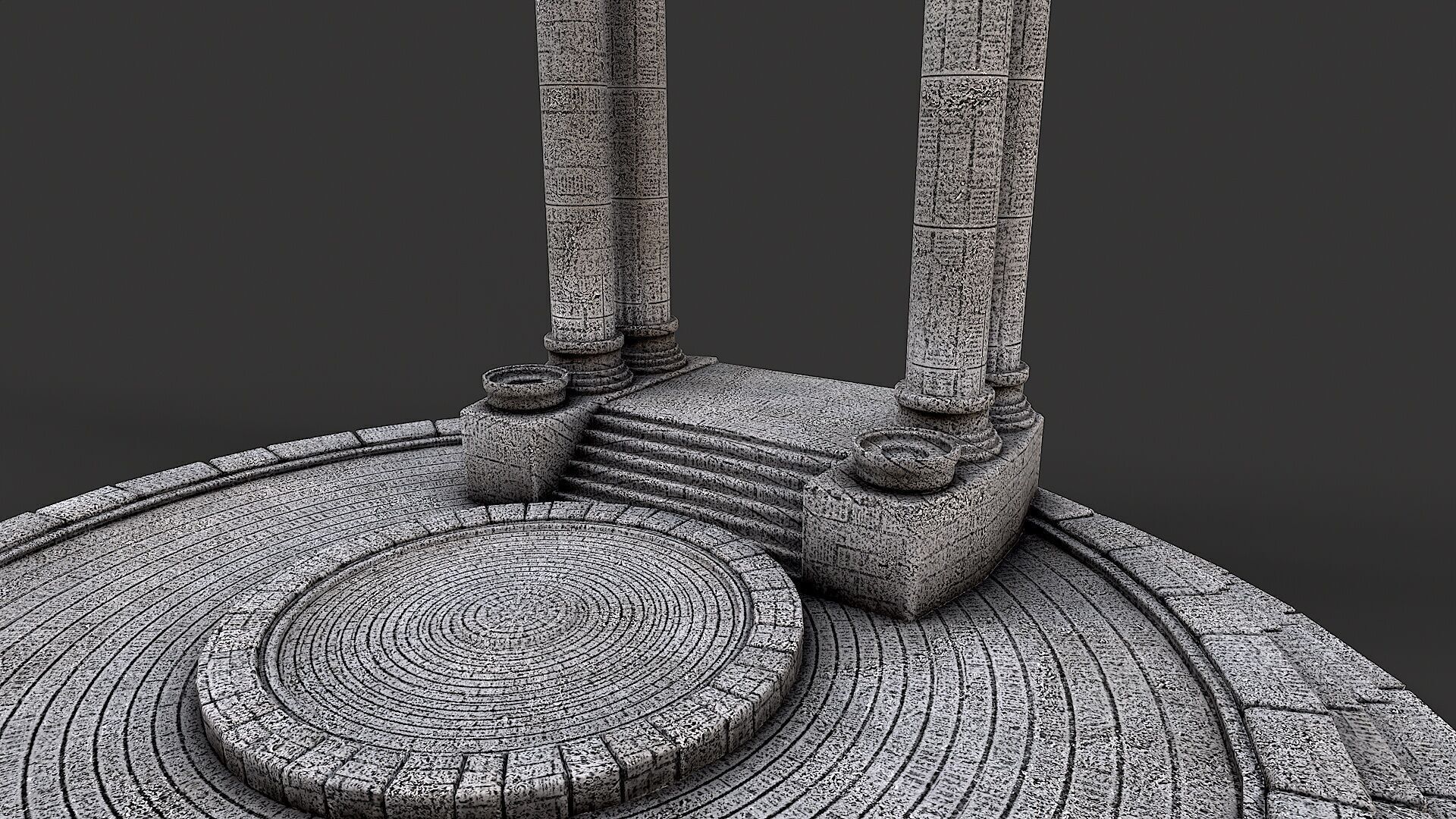 Ancient Circular Stone Platform Altar 2 Low-poly 3D model_1