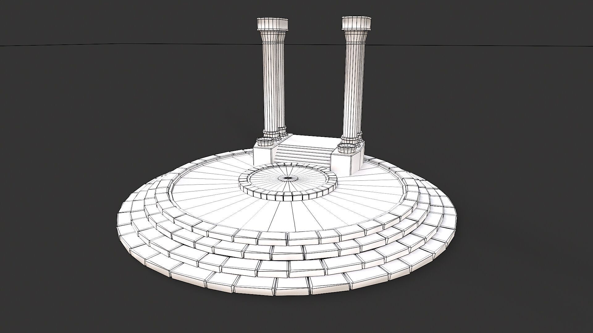 Ancient Circular Stone Platform Altar 2 Low-poly 3D model_5