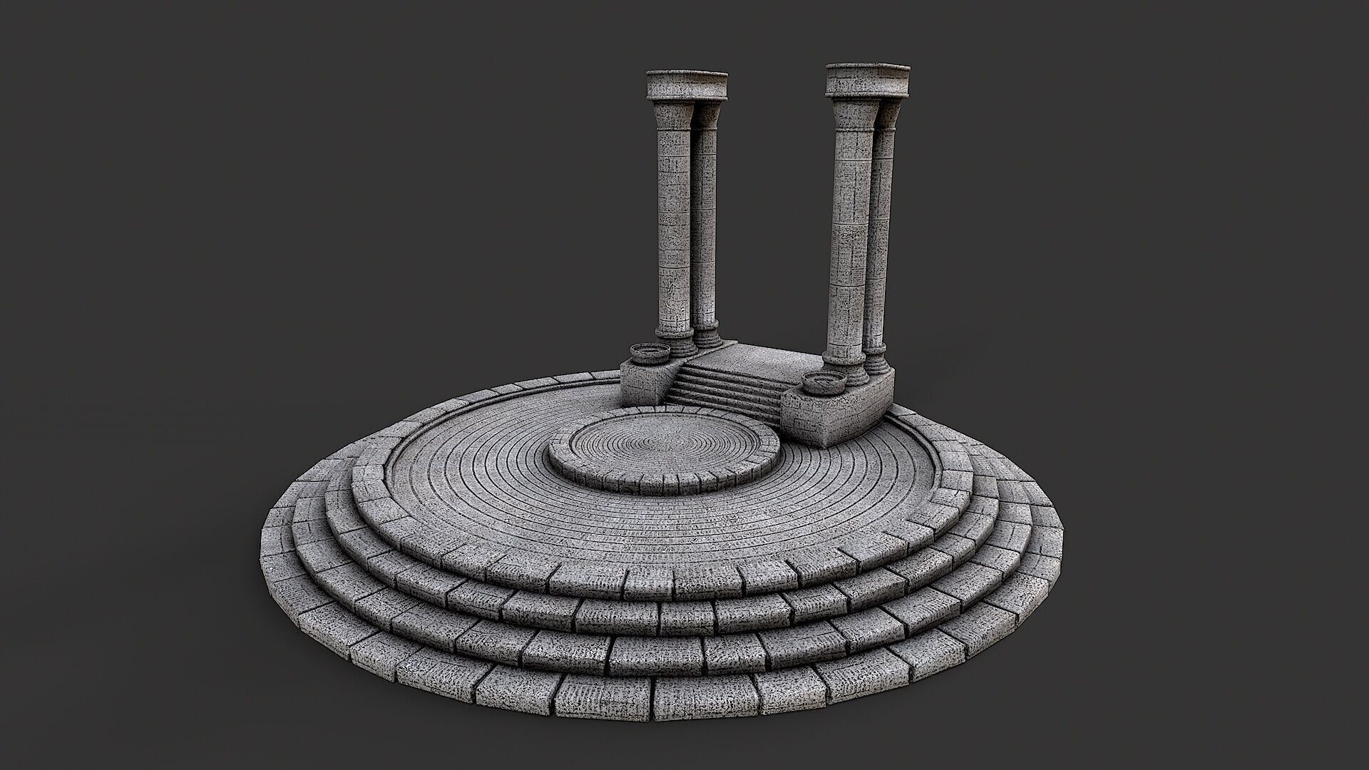 Ancient Circular Stone Platform Altar 2 Low-poly 3D model_3