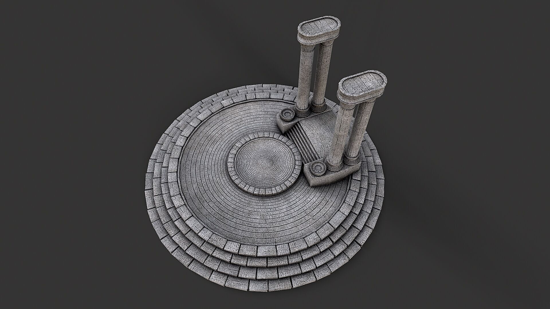 Ancient Circular Stone Platform Altar 2 Low-poly 3D model_2