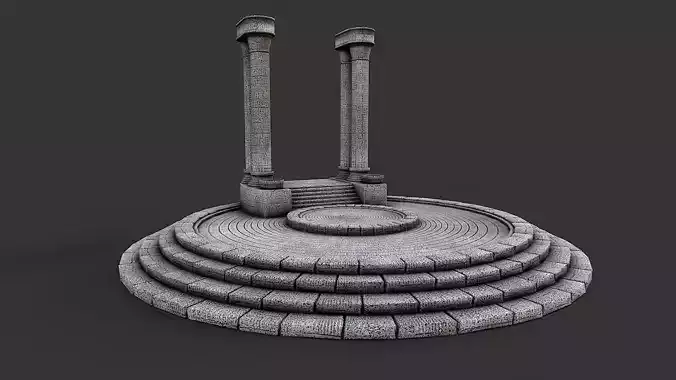 Ancient Circular Stone Platform Altar 2 Low-poly 3D model