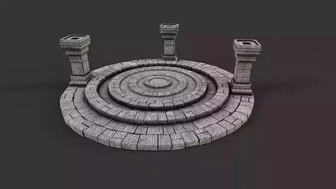 Ancient Circular Stone Platform Altar 3 Low-poly 3D model