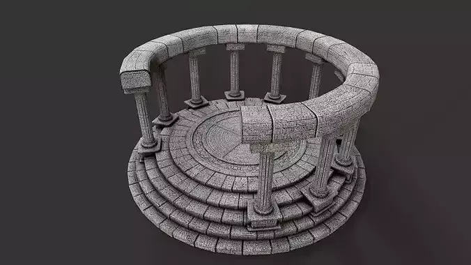 Ancient Circular Stone Platform Altar 4 Low-poly 3D model