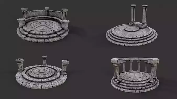 Ancient Circular Stone Platform Altar Collection 